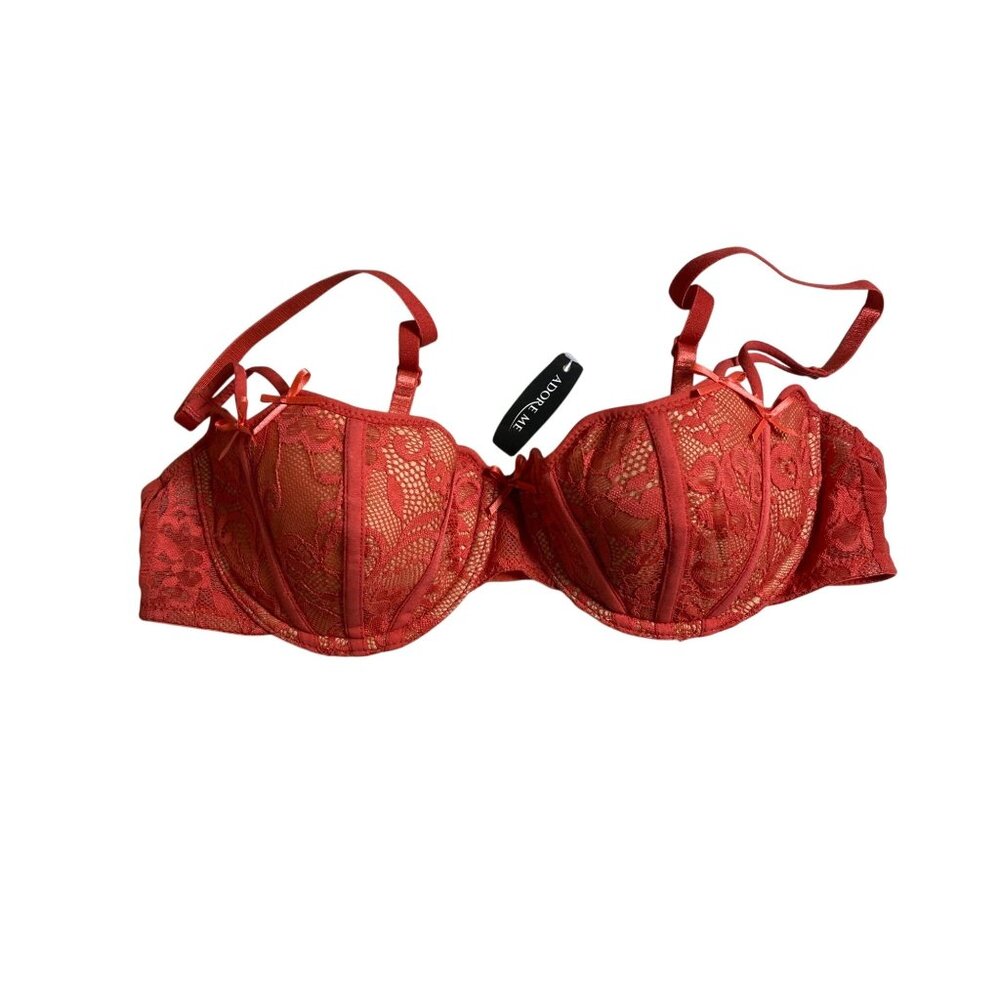 New Adore Me Red Lace Underwire Push Up Bra Size 34C